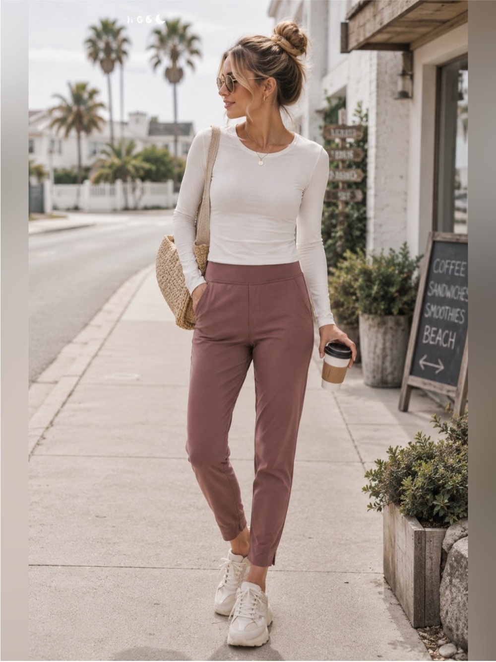 Athleta Brooklyn Ankle Pant Mauve Pull On Travel Work Pants Size 4